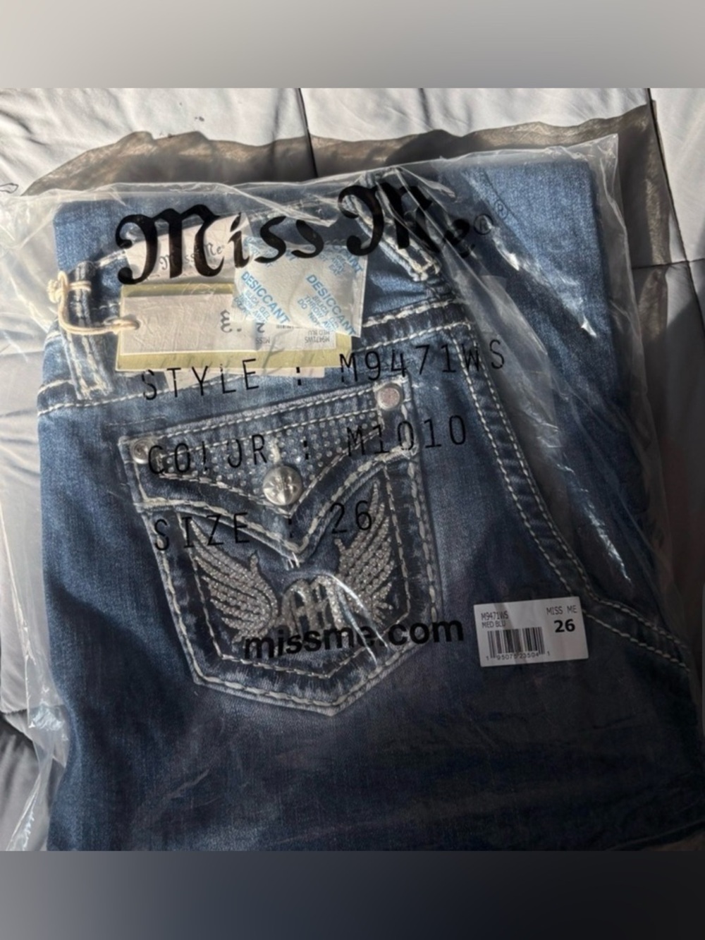 Miss Me Men's Dark Blue Embroidered Straight Jeans